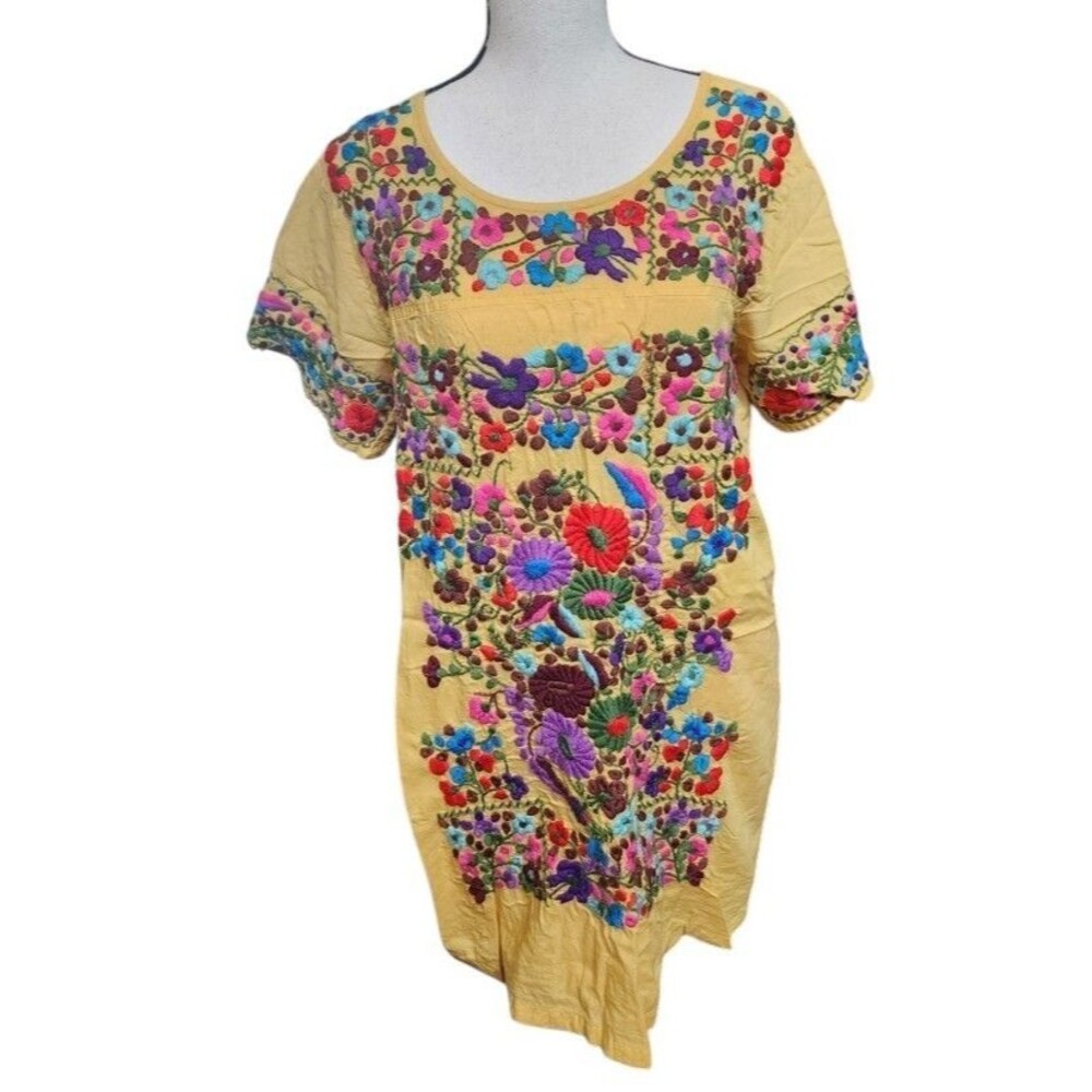 Ivy Jane SISTER MARY Yellow Embroidered Dress Lined Boho Size XS